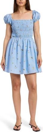 En Saison Zoey Off the Shoulder Minidress in Blue Multi at Nordstrom Rack, Size X-Small