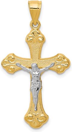 Diamond2Deal 10k Yellow Gold Rhodium Crucifix Pendant