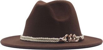 Generic Classic Wide Belt Floppy Wool Hat Fedora Womens Hat Panama Buckle Caps with Adjustable Belt Buckle, Wide Brim Panama Jazz Dress Hat Coffee