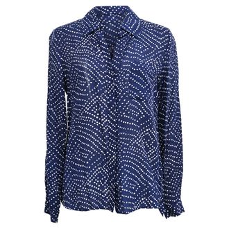 Diane Von F&uuml;rstenberg Lorelei Printed Shirt in Blue Silk