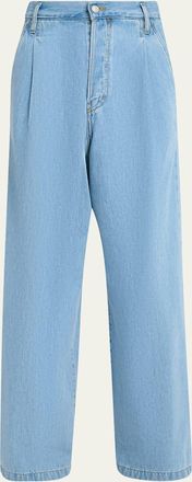 Dries Van Noten Mens Light Blue Pleated Denim Jeans