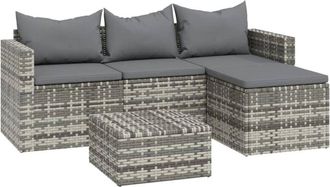 vidaXL Set de muebles de jardín 3 pzas y cojines ratán sintético gris Vidaxl