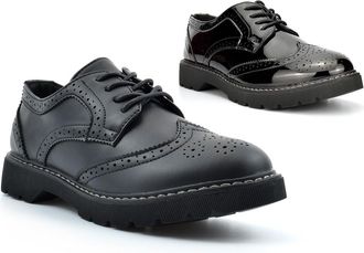 Generic Womens Brogues Girls School Shoes Size 5 Ladies Brogues Size 6 Womens Brogue Shoes Girls Brogue Shoe Sizes 3-8 Black Matt/Black Patent 3 UK