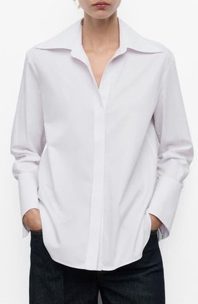 Mango Button-Down Woven Shirt in Off White at Nordstrom, Size 8