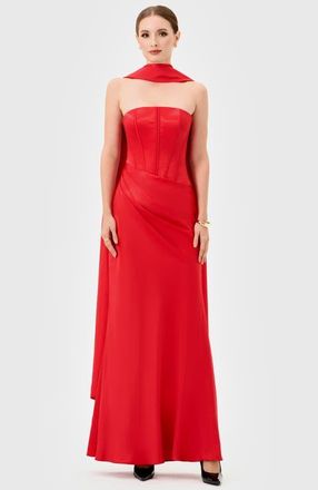 Bariano Iyla Strapless Corset Gown in Red at Nordstrom, Size 10