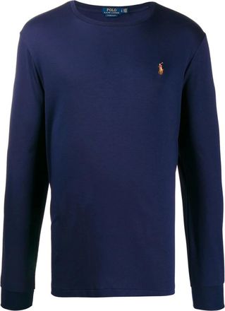 Polo Ralph Lauren Katoenen T-shirt met lange mouwen en logo - Heren - Longsleeves - Blauw - XL - Katoen - Tops