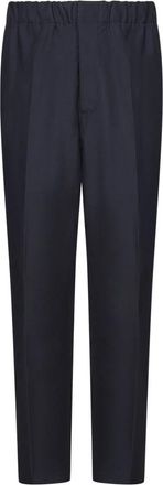 Jil Sander Blauwe broek met elastische tailleband - Heren - Nette broeken - Blauw - S - Katoen - Broeken