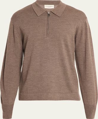 Officine G&eacute;n&eacute;rale Mens Bene Merino Wool Quarter-Zip Polo Sweater
