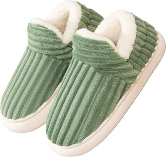 Generic Hadanceo Sunshine Cloud Slippers for Women Men, Casual Warm Cotton Boots Home Shoes, Warm Soft Non-slip Winter House Shoes (Green,11-11.5)