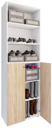 ebuy24 Ebuy24 - Vcm Xl Madera Grande Gabinete De Zapatos Estante De Zapatos Grandes Botas Muebles De Piso Lona 6 Compartimentos (blanco / Roble Sonoma)