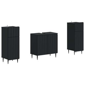 vidaXL Juego De Gabinete De Ba&ntilde;o De 2 Piezas Zwolle Negro Vidaxl