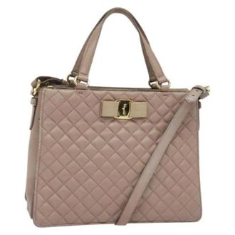 Ferragamo Tweedehands leren handtassen - Dames - Pre-owned - Roze - Maat: ONE Size Leer