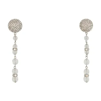 Alessandra Rich Earrings, female, Gray, Size: ONE SIZE Crystal-embellished Drop Earrings