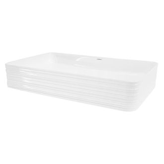 ML Design Lavabo cer&aacute;mico rectangular para ba&ntilde;o sobre encimera blanco