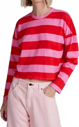 ASKK NY Cropped Long Sleeve Shirt In Pink And Red