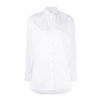 Finamore Shirts, female, White, Size: 2XS White Cotton Long-Sleeved Shirt
