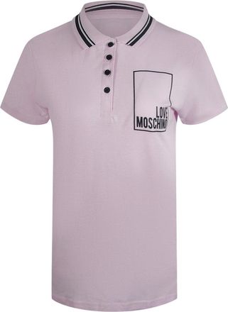 Moschino Womens Love Small Box Logo Pink Polo Shirt Cotton - Size X-Large