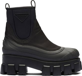 Prada Moonlith gabardine boots - women - Rubber/Fabric/Nylon - 37.5 - Black