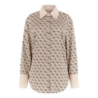 Guess Overhemden, Dames, Beige, M, Polyester, Alexandra Shirt