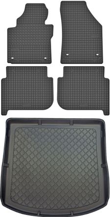 OEM Volkswagen Touran I Van De 2010-2015 Set - Alfombrillas De Goma Para Coche + Alfombrilla Para Maletero