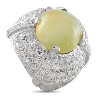 Luxury Bazaar Platinum 1.50ct Diamond and Cats Eye Ring MF12-050526