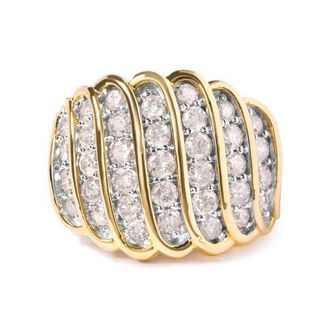 House of Brilliance 14K Yellow Gold Plated Silver 2.00 Cttw Diamond Multi Row Band Ring at Nordstrom, Size 9