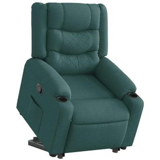 vidaXL Sill&oacute;n Reclinable Elevable Tela Verde Oscuro Vidaxl