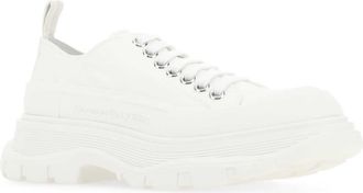 Alexander McQueen Womens White Canvas Tread Slick Sneakers 9000