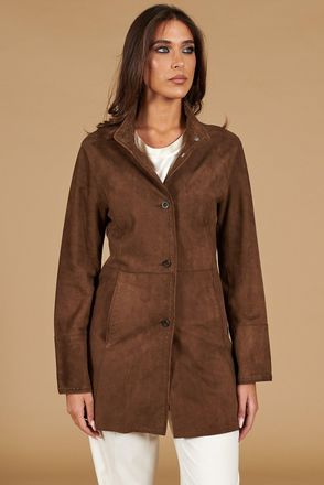 D'Arienzo Cappottino in pelle camoscio fango sfoderato DArienzo, Seleziona Taglia XXL, Colore Fango