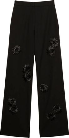 Msgm Pantaloni con ricamo a fiori - Nero