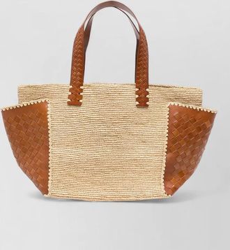 Dragon Diffusion sovani woven raffia leather tote bag