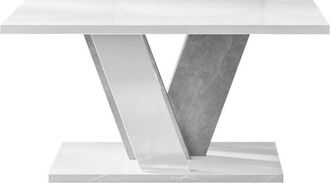 Mirjan24 Mesa De Centro Goodyear 128, Blanco Brillante + Gris, 60x70x110cm, Di&aacute;metro: 0, Aglomerado Laminado, Angular