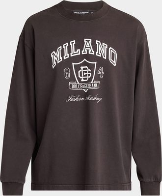 Dolce & Gabbana Mens Long-Sleeve Logo Graphic T-Shirt