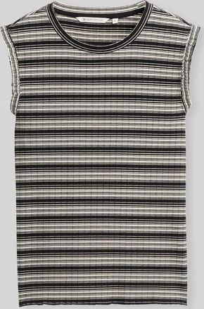 Tom Tailor Denim Slim Fit Top in Rippoptik in Black, Gr&ouml;&szlig;e XS