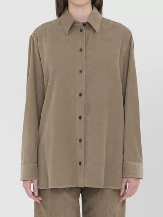 The Row fitted corduroy shirt featuring pointed collar