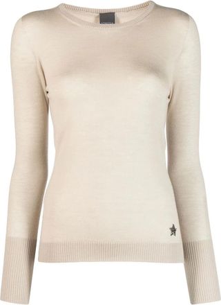 Lorena Antoniazzi Fitted Knit Choker Sweater with Ribbed Cuffs