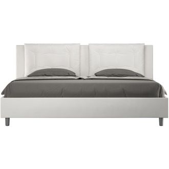 Les Tendances Letto Matrimoniale King size rivestito in Similpelle - annalisa - Tipologia Letto: Senza Rete - Dimensione Rete: 200x200 - Colore: Bianco