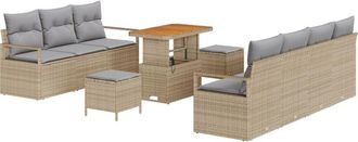 vidaXL Garden Sofa Set with Cushion 10 pcs Beige Poly rattan Vidaxl