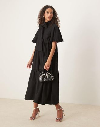 Sister Jane Sister Jane bow midi dress in black