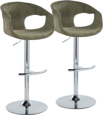 LumiSource LumiSource Set of 2 Curva Contemporary Adjustable Bar Stools with Footrest