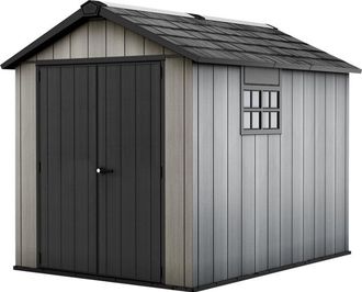 Keter Caseta De Jard&iacute;n Oakland 759 Cobertizo De Almacenamiento Exterior Ordenaci&oacute;n Acero Metal Madera Resina 230x287x242 Wxdxh Cm