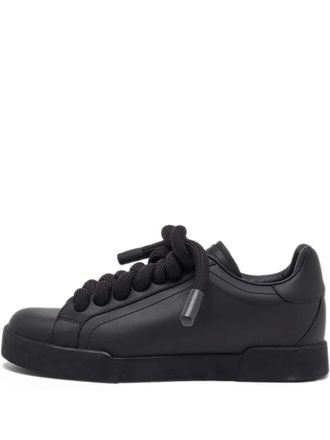 Dolce & Gabbana leather low-top sneakers - women - Rubber/Calf Leather/Calf Leather - 39 - Black