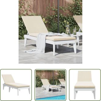 vidaXL Lettino con schienale - Lettino con Cuscino Bianco 186x60x29 cm in PP