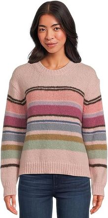 Michael Stars Aura Striped Crew Pullover Womens Sweater Pink Combo : XL (US 10-12), Polyester/Wool