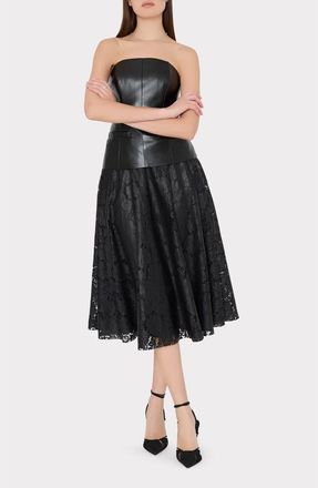 Milly Otha Texture Lace Midi Skirt in Black at Nordstrom, Size 10
