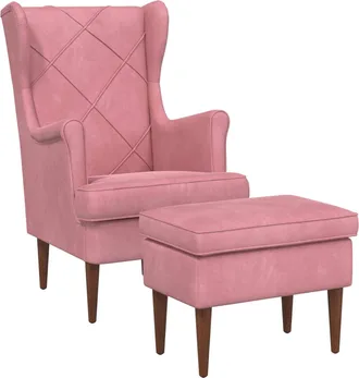 vidaXL Sill&oacute;n Con Pouf 2 Uds. Rosa Terciopelo Vidaxl