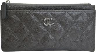 Chanel Portafoglio in pelle di agnello trapuntata con zip 2018-2019 - Grigio