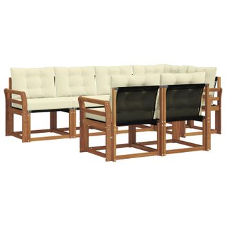 vidaXL Conjunto De Sof&aacute;s De Exterior Con Coj&iacute;n 7 Pcs Natural Y Crema Vidaxl