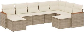 vidaXL Set De Sof&aacute;s De Jard&iacute;n 9 Pzas Con Cojines Rat&aacute;n Sint&eacute;tico Beige Vidaxl