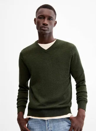 Le 31 Mens Responsible merino V-neck sweater